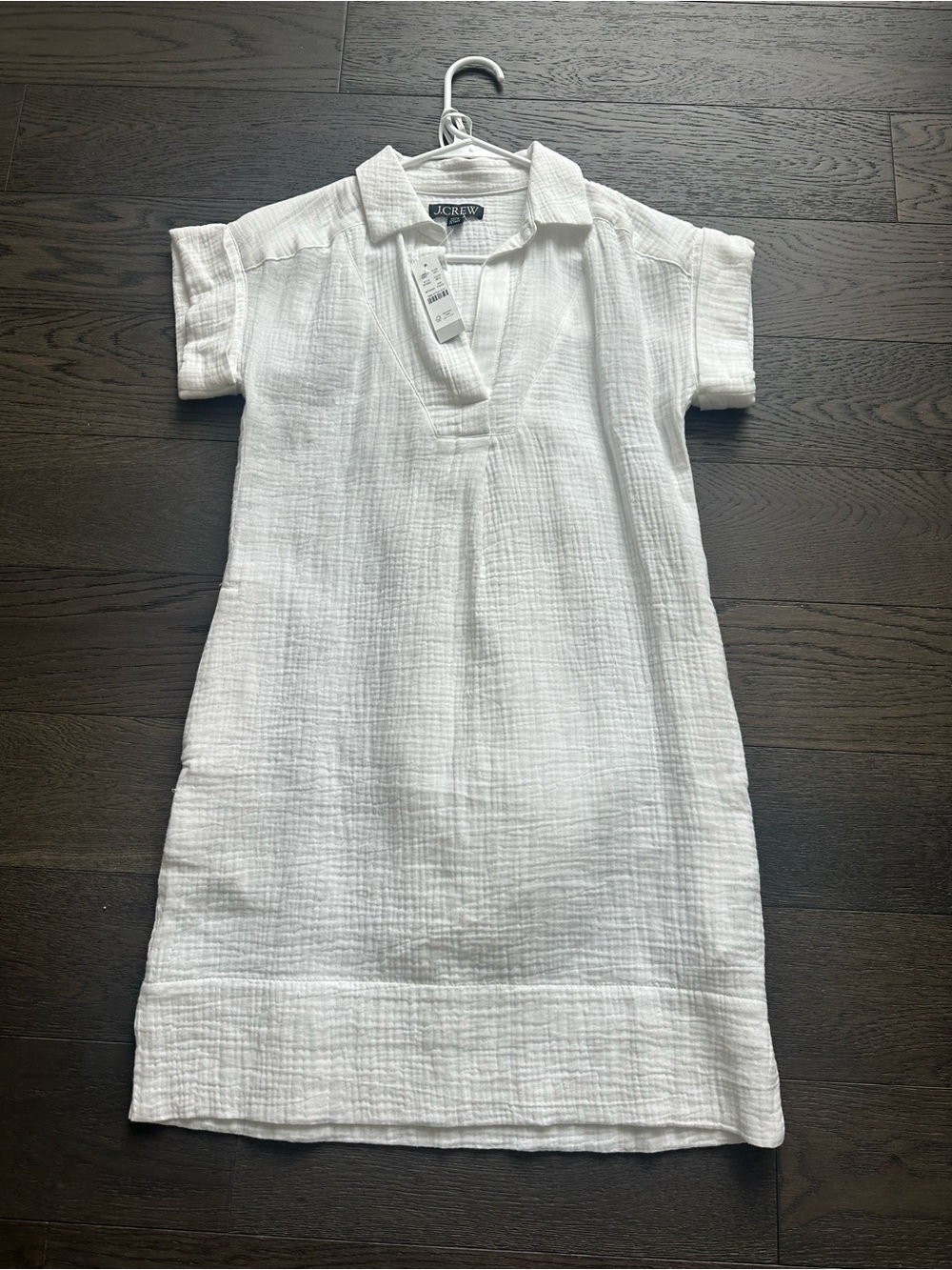 J. Crew White Textured Gauze Polo Shift Dress